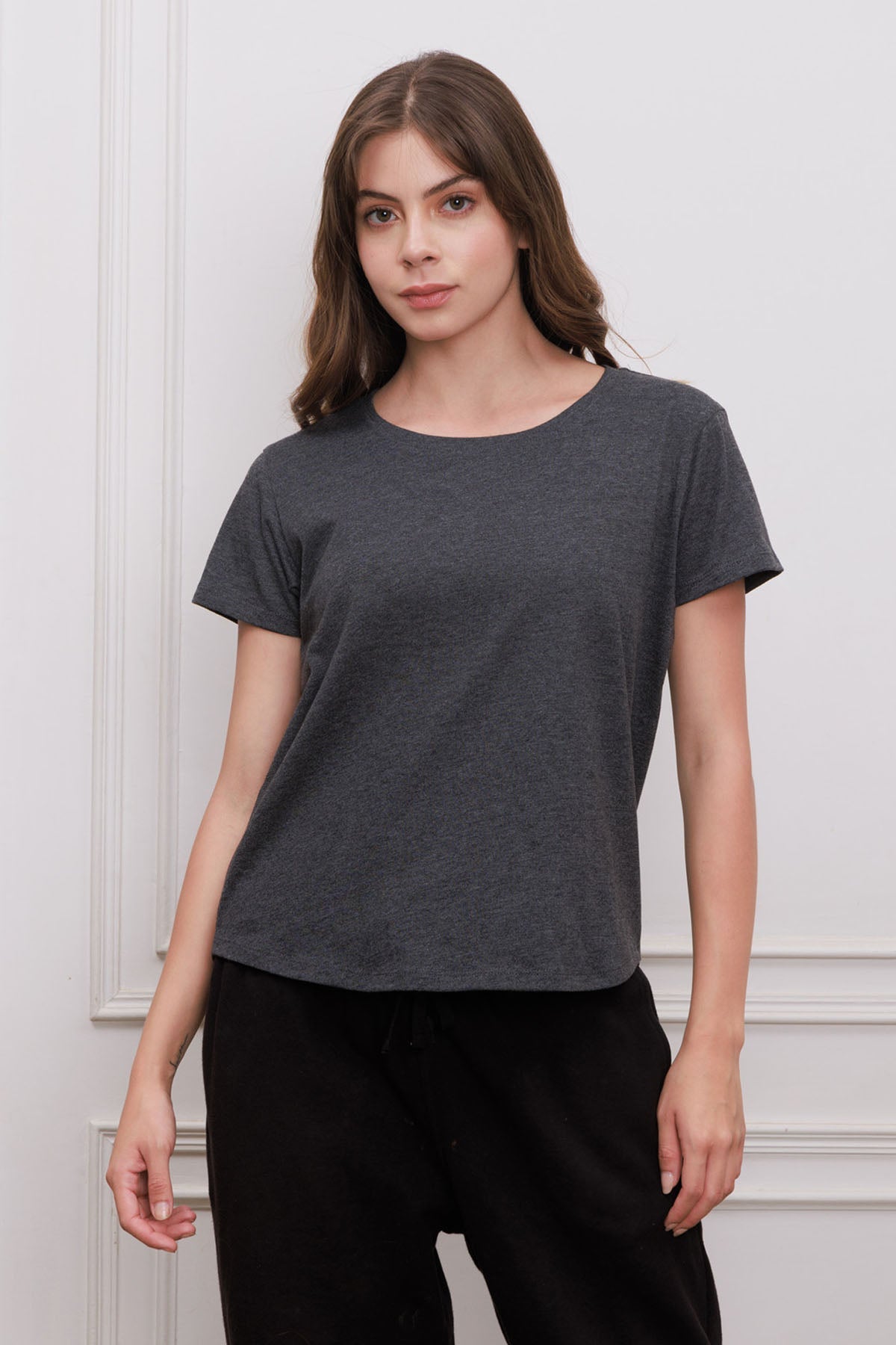 Buy Designer Grey Crew Neck T-shirt Online
